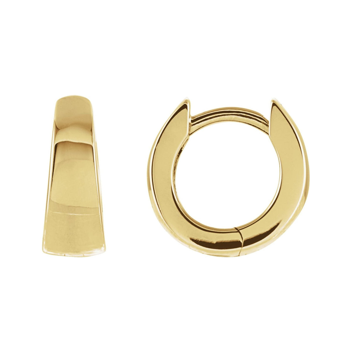 Sapphire Row Gold Tapered Hinged Hoop Earrings - 14K Yellow Gold, 10.25 mm