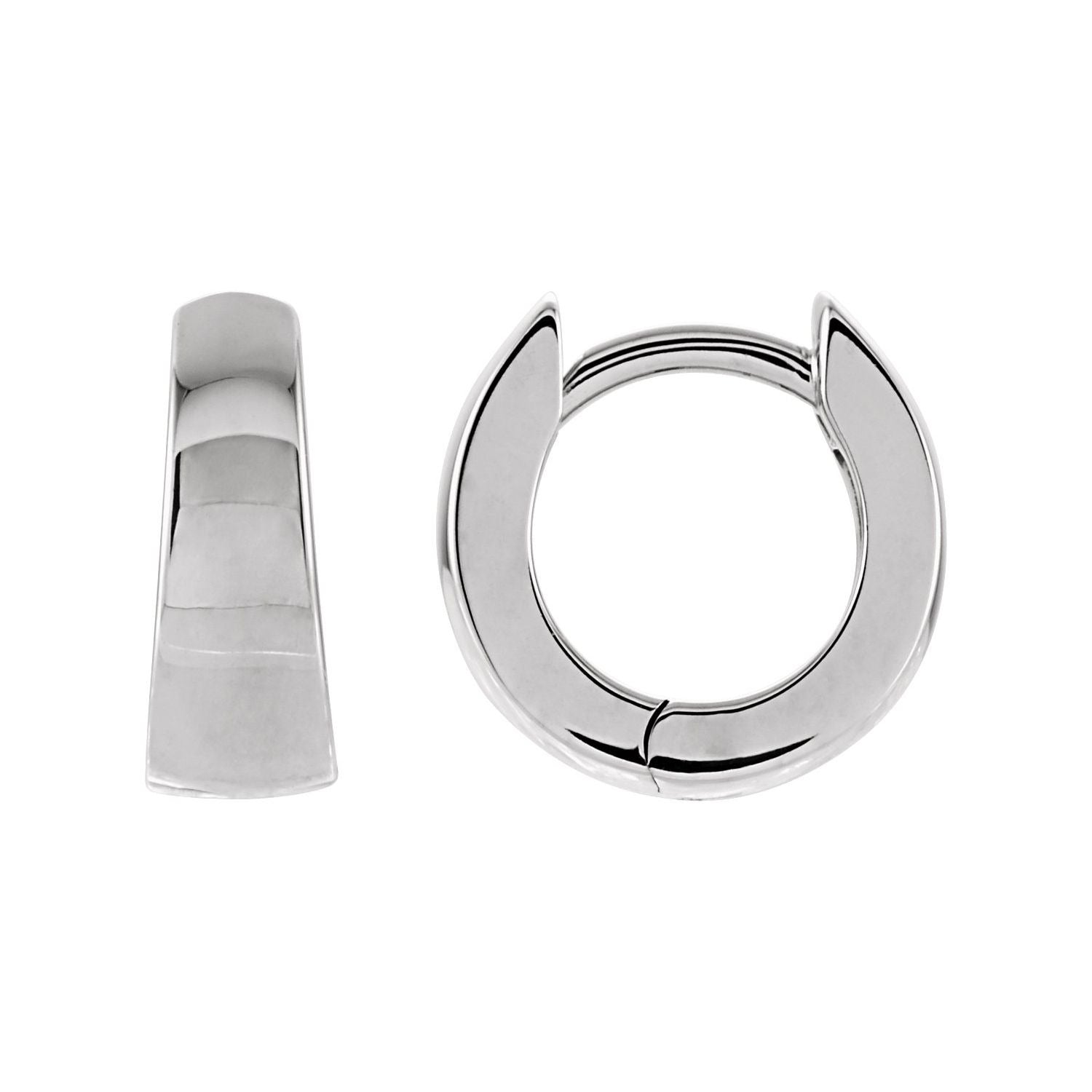 Sapphire Row Gold Tapered Hinged Hoop Earrings - 14K White Gold, 10.25 mm