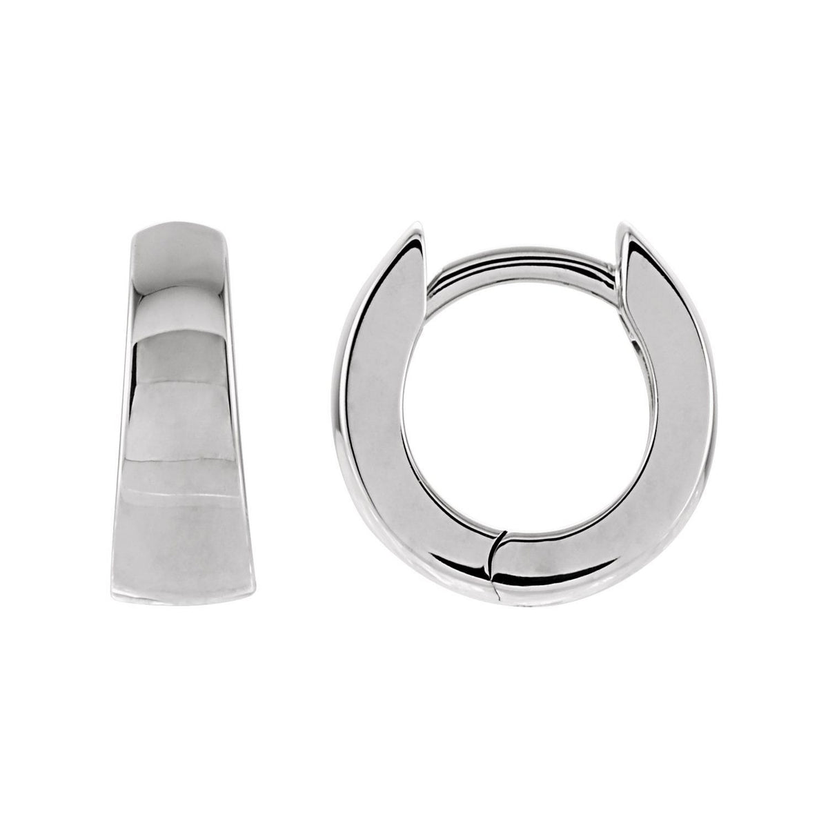 Sapphire Row Gold Tapered Hinged Hoop Earrings - 14K White Gold, 10.25 mm