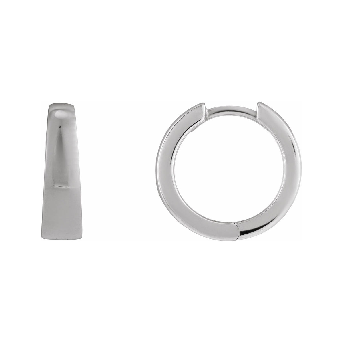 Sapphire Row Gold Tapered Hinged Hoop Earrings - Platinum, 15 mm