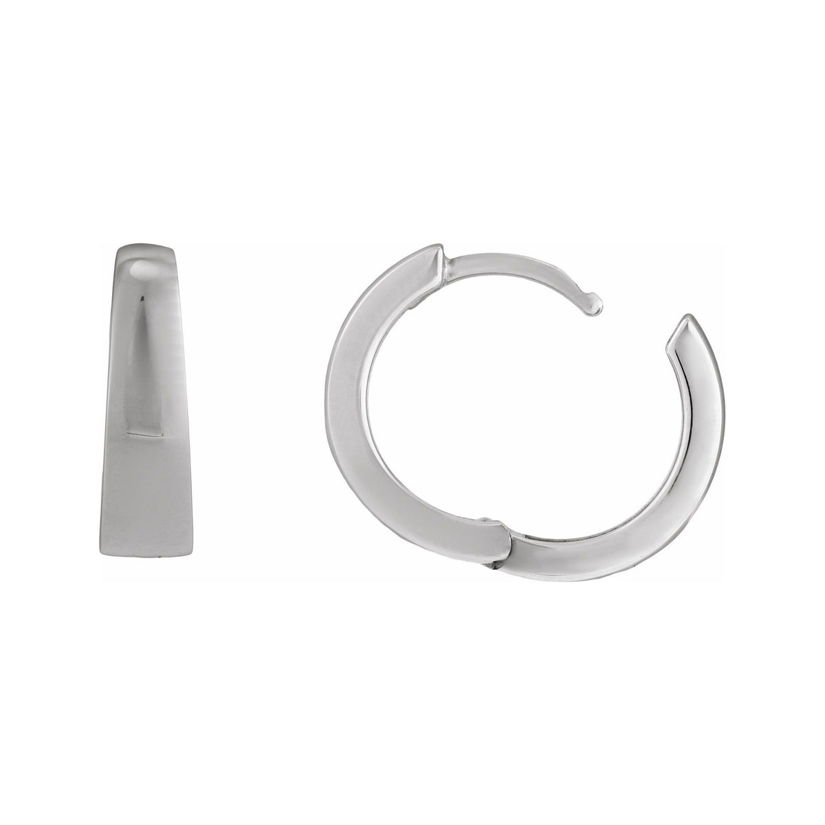 Sapphire Row Gold Tapered Hinged Hoop Earrings - Platinum, 15 mm (view 3)