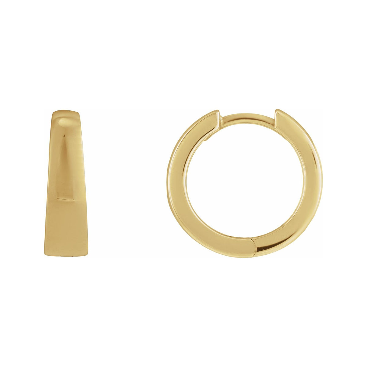 Sapphire Row Gold Tapered Hinged Hoop Earrings - 14K Yellow Gold, 15 mm