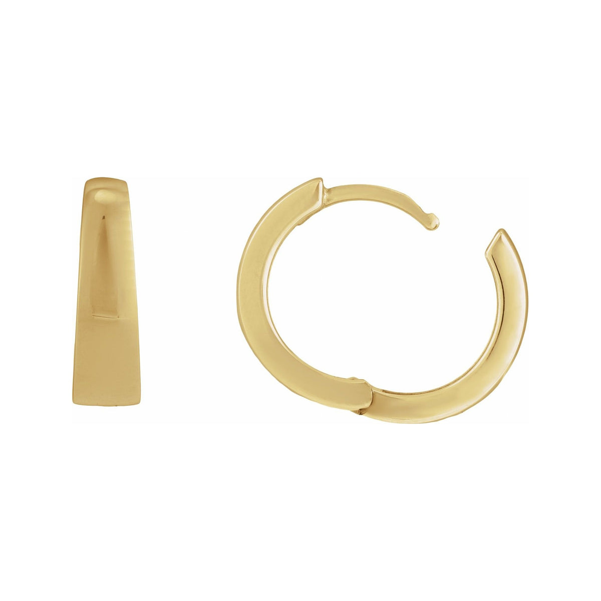 Sapphire Row Gold Tapered Hinged Hoop Earrings - 14K Yellow Gold, 15 mm (view 3)