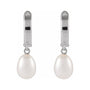 Sapphire Row Cultured Pearl Drop Hoop Earrings - 14K White Gold (view 2)