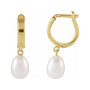 Sapphire Row Cultured Pearl Drop Hoop Earrings - 14K Yellow Gold