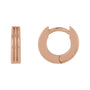 Sapphire Row Gold Grooved Huggie Hoop Earrings - 14K Rose Gold, 10 mm