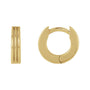Sapphire Row Gold Grooved Huggie Hoop Earrings - 14K Yellow Gold, 10 mm
