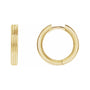 Sapphire Row Gold Grooved Huggie Hoop Earrings - 14K Yellow Gold, 15 mm