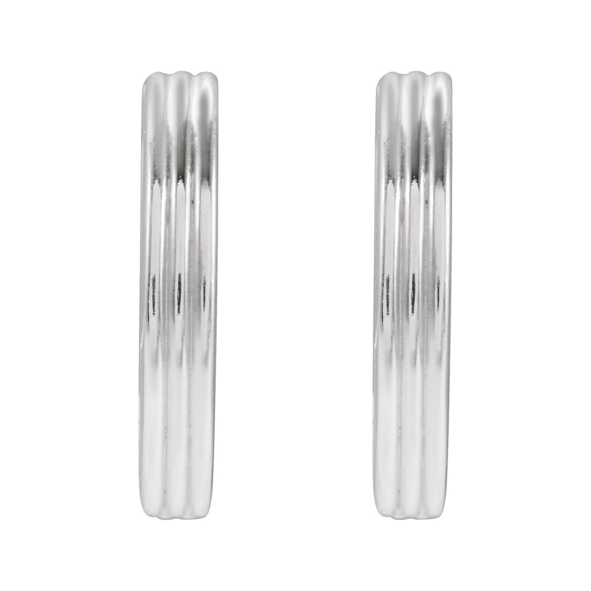 Sapphire Row Gold Grooved Huggie Hoop Earrings - Platinum, 15 mm (view 2)
