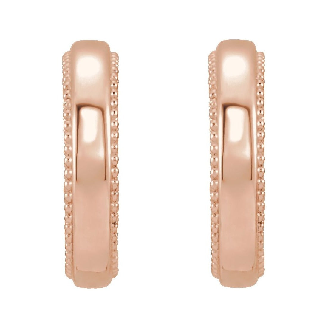Sapphire Row Gold Wheat & Milgrain Hoop Earrings - 14K Rose Gold (view 2)