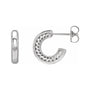 Sapphire Row Gold Wheat & Milgrain Hoop Earrings - Platinum