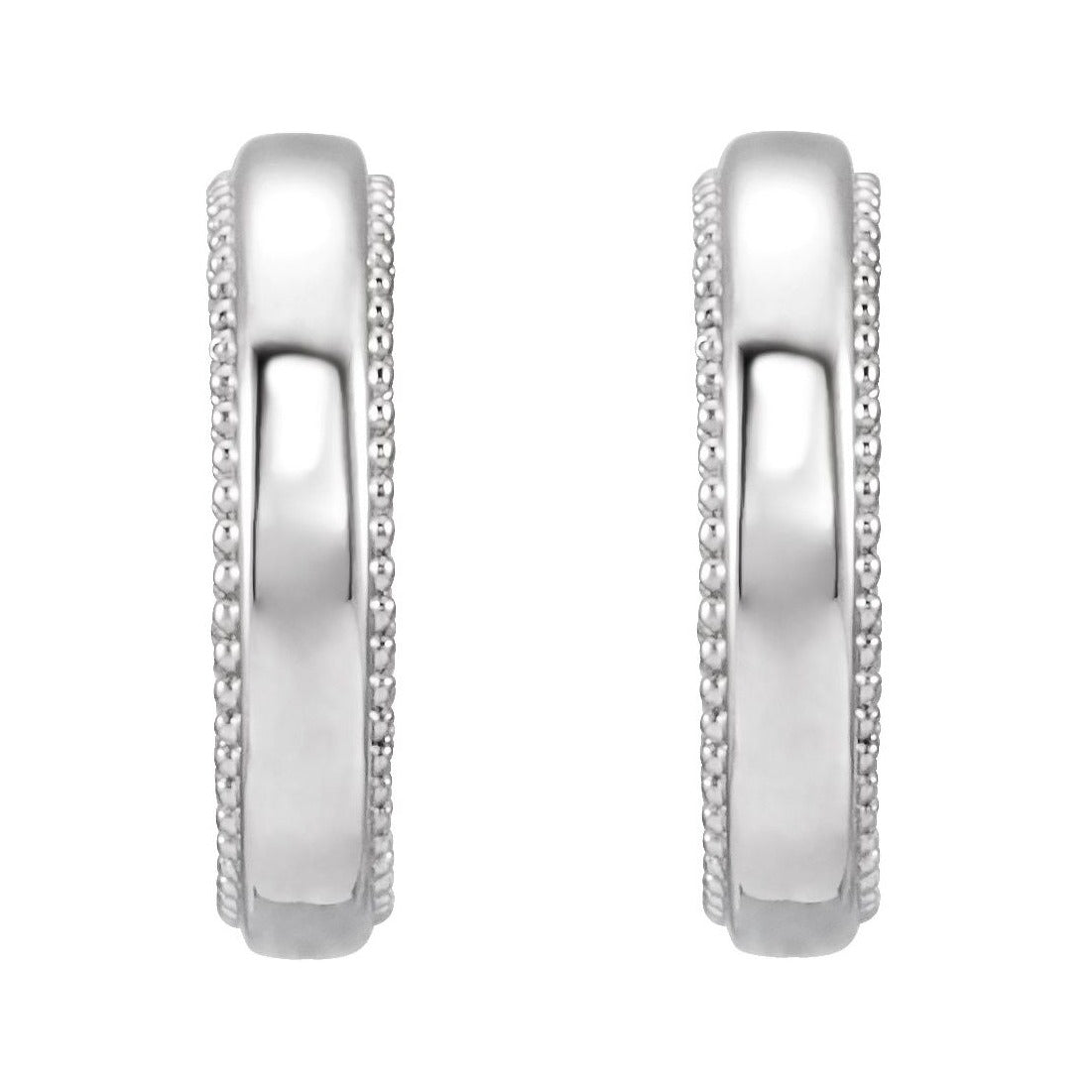Sapphire Row Gold Wheat & Milgrain Hoop Earrings - Platinum (view 2)