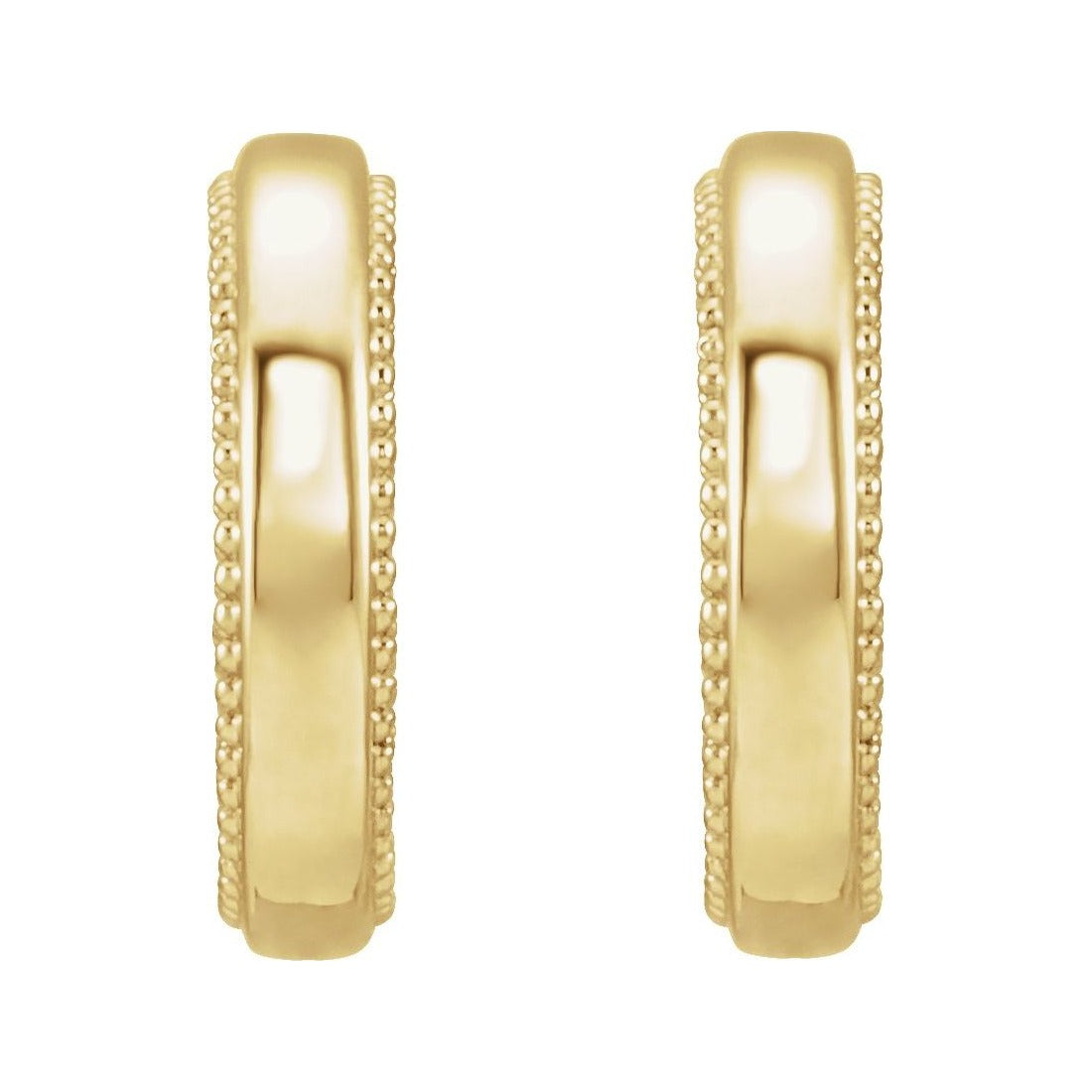 Sapphire Row Gold Wheat & Milgrain Hoop Earrings - 14K Yellow Gold (view 2)