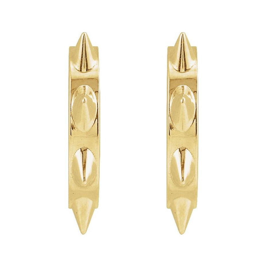 Sapphire Row Gold Spike Hoop Earrings - 14K Yellow Gold, 13.43 × 13.43 mm (view 2)