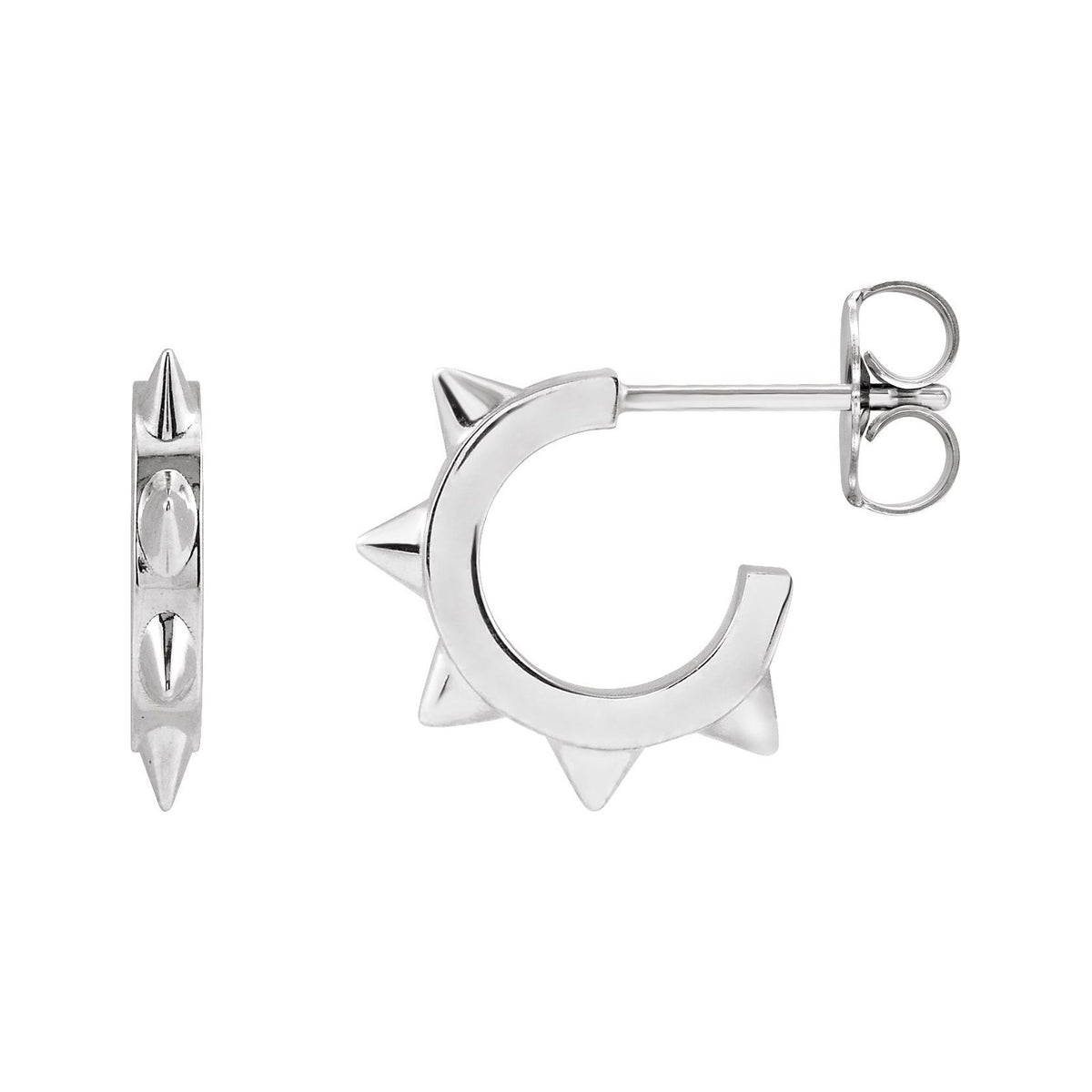 Sapphire Row Gold Spike Hoop Earrings - Platinum, 13.43 × 13.43 mm