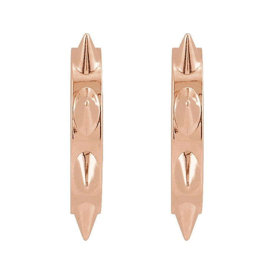Sapphire Row Gold Spike Hoop Earrings - 14K Rose Gold, 13.43 × 13.43 mm (view 2)