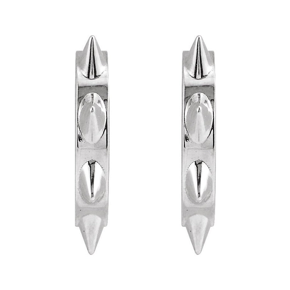 Sapphire Row Gold Spike Hoop Earrings - 14K White Gold, 13.43 × 13.43 mm (view 2)