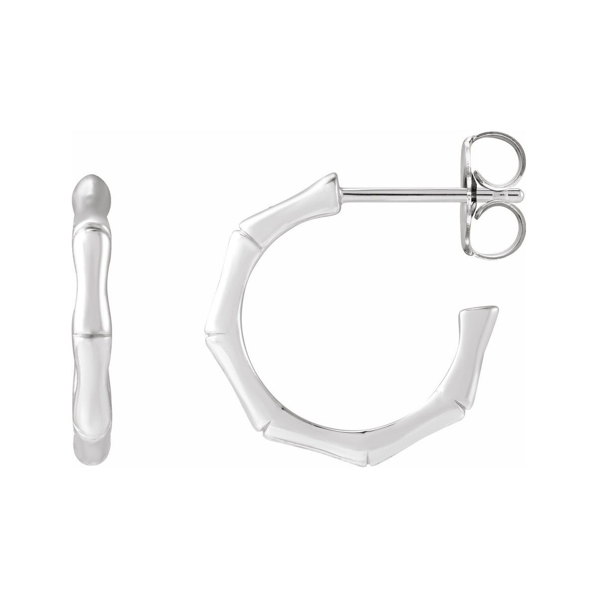 Sapphire Row Gold Bamboo Hoop Earrings - Platinum