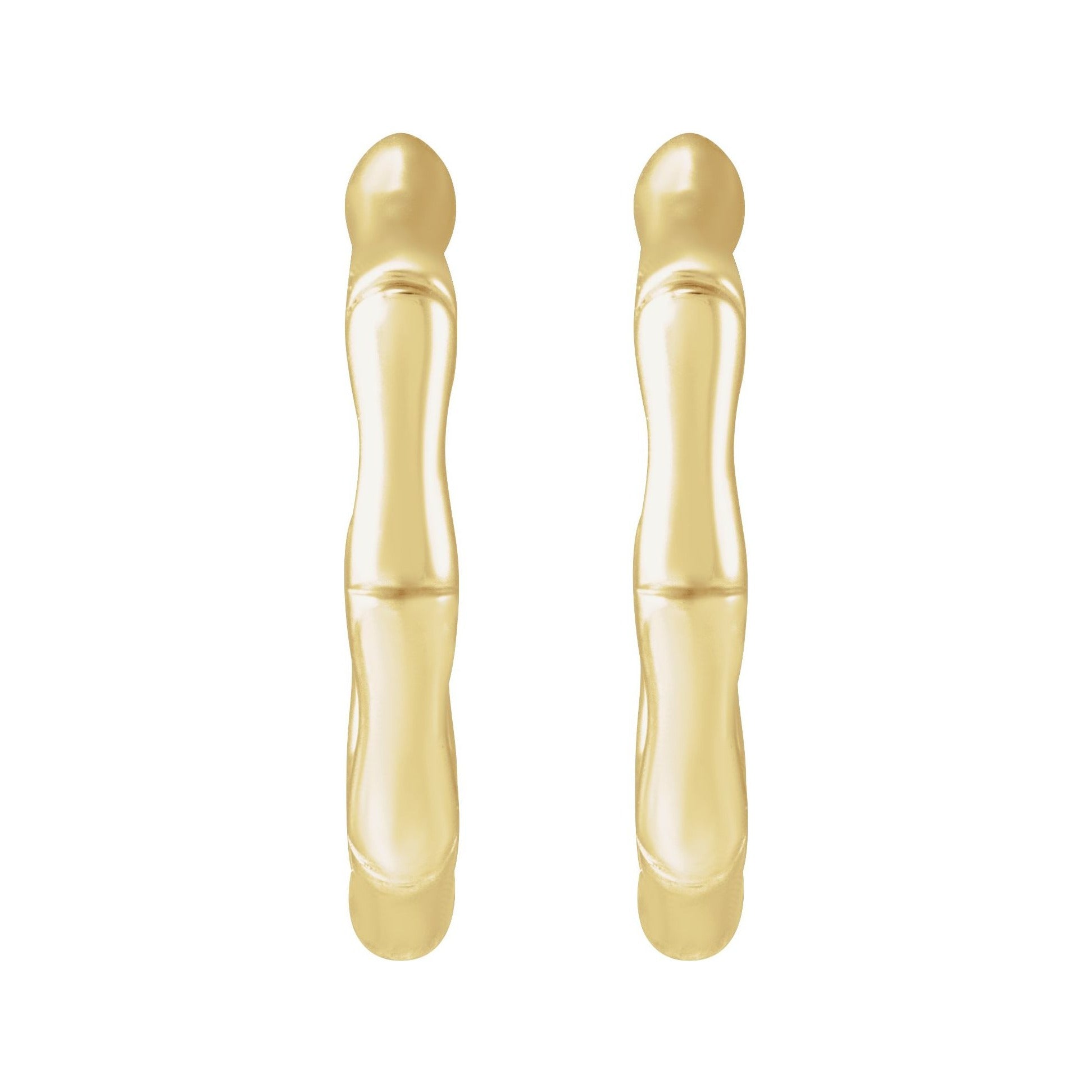 Sapphire Row Gold Bamboo Hoop Earrings - 14K Yellow Gold (view 2)