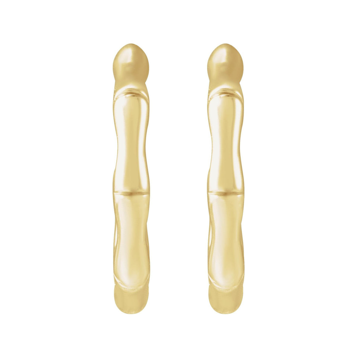 Sapphire Row Gold Bamboo Hoop Earrings - 14K Yellow Gold (view 2)