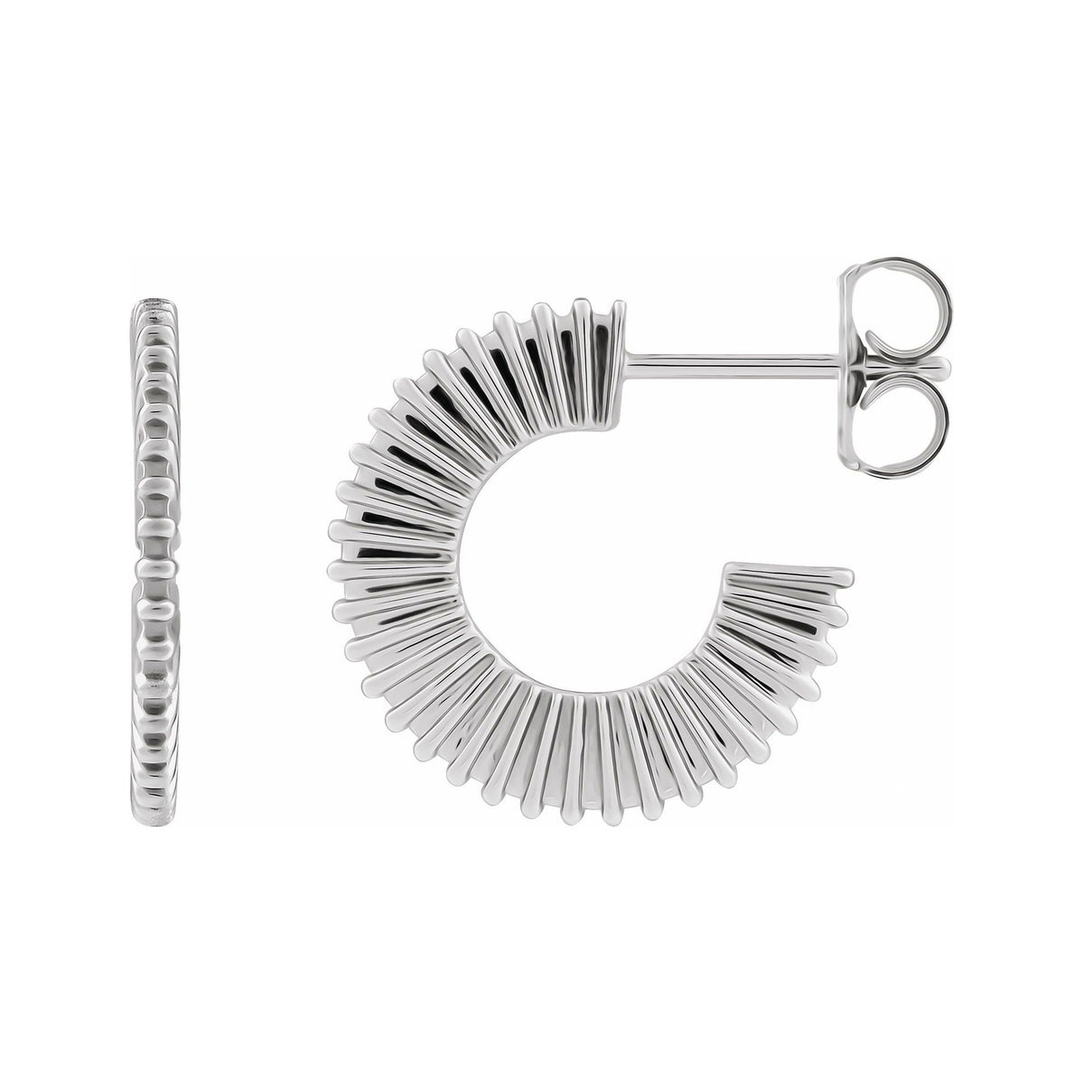 Sapphire Row Gold Starburst Hoop Earrings - 14K White Gold, 16 mm