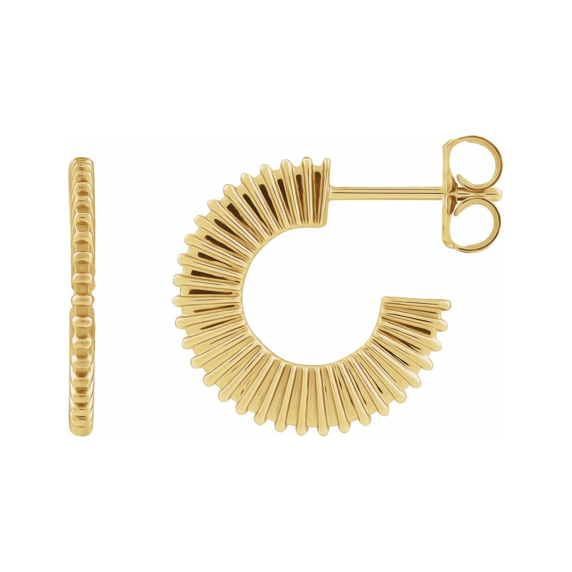 Sapphire Row Gold Starburst Hoop Earrings - 14K Yellow Gold, 16 mm