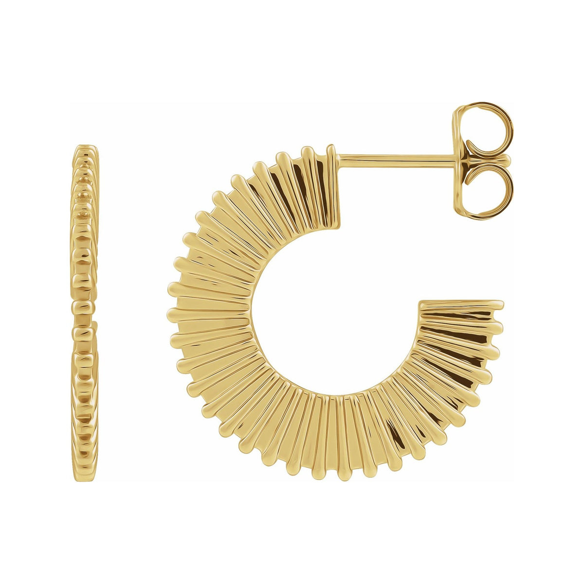 Sapphire Row Gold Starburst Hoop Earrings - 14K Yellow Gold, 19 mm