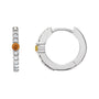 Sapphire Row Natural Gemstone Pavé Accented Hoop Earrings - Citrine, Platinum