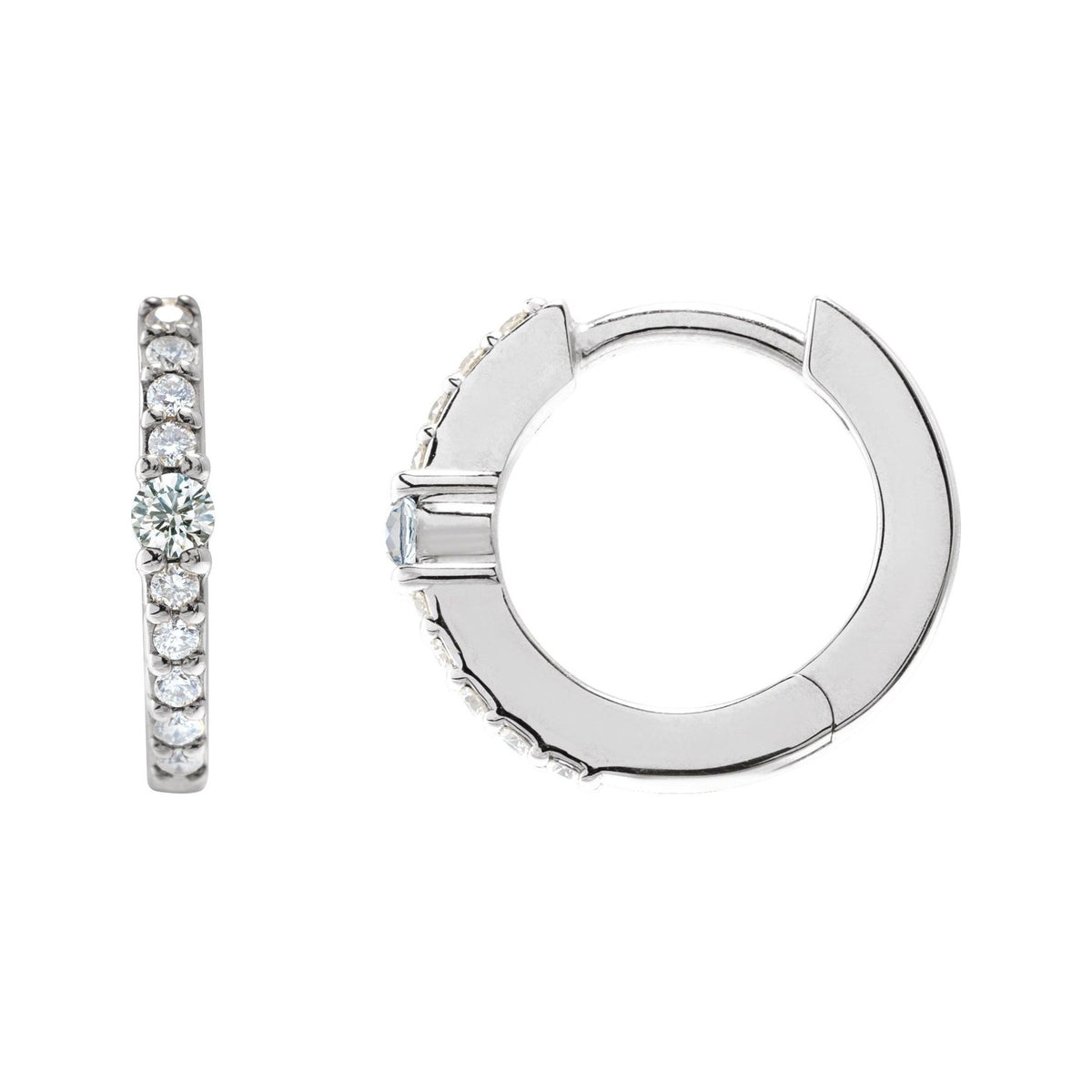 Sapphire Row Natural Gemstone Pavé Accented Hoop Earrings - Diamond, Platinum