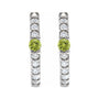 Sapphire Row Natural Gemstone Pavé Accented Hoop Earrings - Peridot, Platinum (view 2)