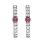 Sapphire Row Natural Gemstone Pavé Accented Hoop Earrings - Pink Tourmaline, 14K White Gold (view 2)