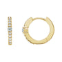 Sapphire Row Natural Gemstone Pavé Accented Hoop Earrings - White Sapphire, 14K Yellow Gold