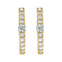Sapphire Row Natural Gemstone Pavé Accented Hoop Earrings - White Sapphire, 14K Yellow Gold (view 2)