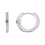 Sapphire Row Natural Gemstone Pavé Accented Hoop Earrings - Aquamarine, 14K White Gold
