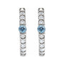 Sapphire Row Natural Gemstone Pavé Accented Hoop Earrings - Aquamarine, 14K White Gold (view 2)