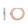 Sapphire Row Natural Gemstone Pavé Accented Hoop Earrings - Blue Zircon, 14K Rose Gold