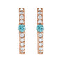 Sapphire Row Natural Gemstone Pavé Accented Hoop Earrings - Blue Zircon, 14K Rose Gold (view 2)