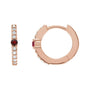 Sapphire Row Natural Gemstone Pavé Accented Hoop Earrings - Mozambique Garnet, 14K Rose Gold