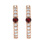 Sapphire Row Natural Gemstone Pavé Accented Hoop Earrings - Mozambique Garnet, 14K Rose Gold (view 2)
