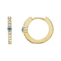 Sapphire Row Natural Gemstone Pavé Accented Hoop Earrings - Aquamarine, 14K Yellow Gold