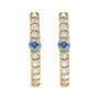 Sapphire Row Natural Gemstone Pavé Accented Hoop Earrings - Aquamarine, 14K Yellow Gold (view 2)