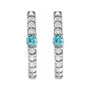 Sapphire Row Natural Gemstone Pavé Accented Hoop Earrings - Blue Zircon, 14K White Gold (view 2)