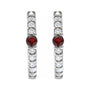 Sapphire Row Natural Gemstone Pavé Accented Hoop Earrings - Mozambique Garnet, Platinum (view 2)