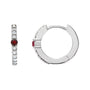 Sapphire Row Natural Gemstone Pavé Accented Hoop Earrings - Mozambique Garnet, 14K White Gold