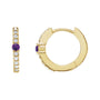 Sapphire Row Natural Gemstone Pavé Accented Hoop Earrings - Amethyst, 14K Yellow Gold