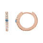 Sapphire Row Natural Gemstone Pavé Accented Hoop Earrings - Aquamarine, 14K Rose Gold