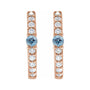 Sapphire Row Natural Gemstone Pavé Accented Hoop Earrings - Aquamarine, 14K Rose Gold (view 2)