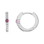 Sapphire Row Natural Gemstone Pavé Accented Hoop Earrings - Pink Tourmaline, Platinum