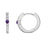 Sapphire Row Natural Gemstone Pavé Accented Hoop Earrings - Amethyst, 14K White Gold
