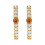 Sapphire Row Natural Gemstone Pavé Accented Hoop Earrings - Citrine, 14K Yellow Gold (view 2)
